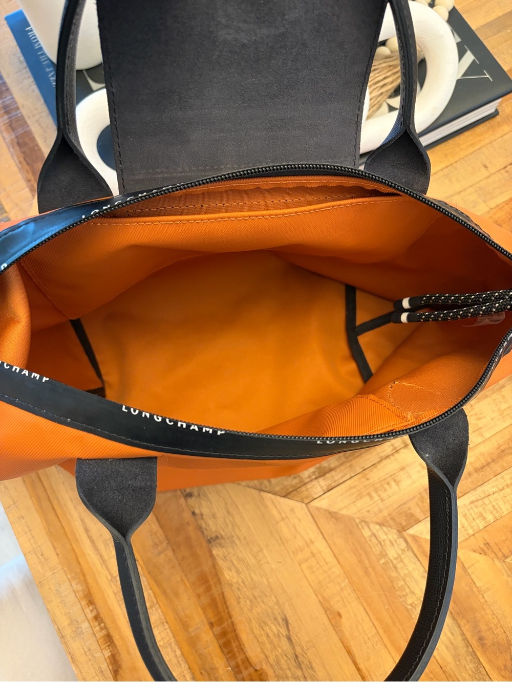 Longchamp Le Pliage Energy Orange Nylon Top-Handle Shoulder Bag Size Small - Picture 4 of 9